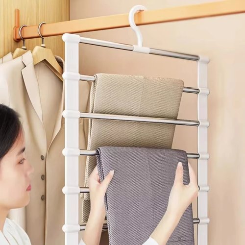 ไม้แขวนกางเกง 7 ชั้น สแตนเลส ประหยัดพื้นที่ กันลื่น สำหรับตู้เสื้อผ้า