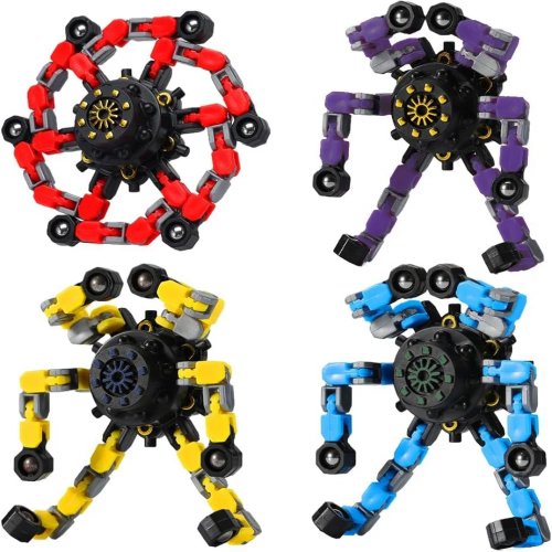Set 4 pezzi Fidget Spinner trasformabili – Giroscopi da dito per bambini e adulti, idee regalo per Pasqua/Halloween/Natale