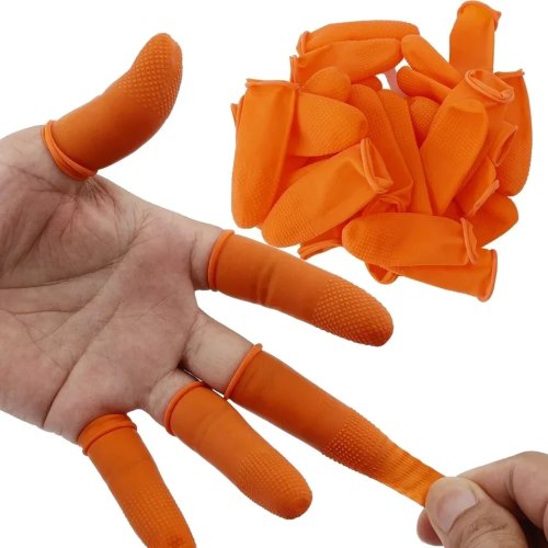 Lot de 20 protège-doigts en latex réutilisables — manchons antidérapants en caoutchouc pour manucure / nail art