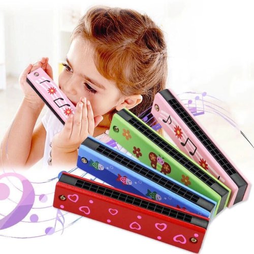 Harmonica en bois pour enfants - Jouet musical éducatif, outil d'apprentissage pour maternelle et débutants