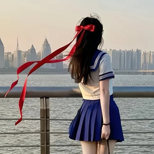 JK風リボンヘアピン（ロングリボン）─ ミニマルで可愛いデザイン、カラバリあり、制服コーデや撮影、結婚式、パーティーに最適