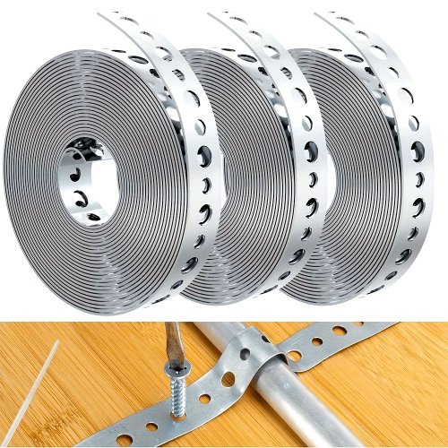 1 rollo de cinta metálica de acero galvanizado perforada, pre-taladrada y ranurada para soportes de tubería y trabajos en chapa