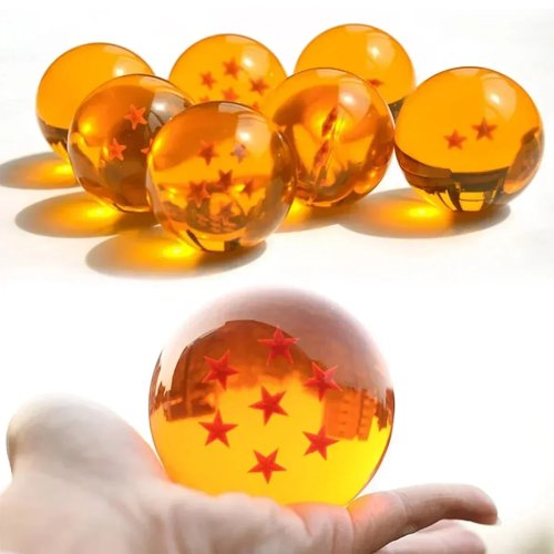 Bola acrílica transparente 3,5 cm con estrellas - bola tipo cristal amarilla - juguete y accesorio para cosplay