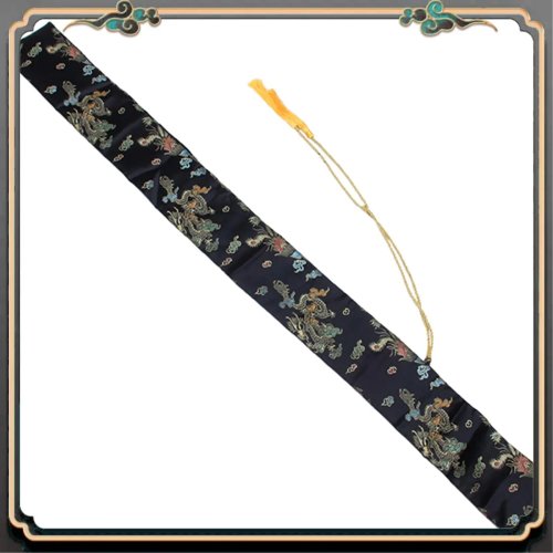 Housse katana premium 135 cm 3 pièces, motif Dragon et Phénix, tissu noir