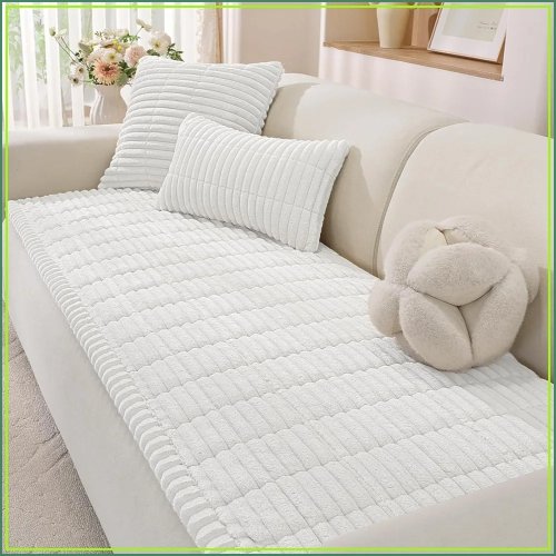 Non-slip washable dog sofa cover for 3-cushion/3-seater couch, white, 27.6×82.7 in (70×210 cm)