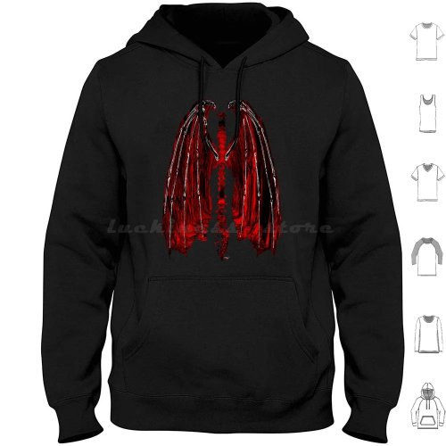 Hoodie Demon Inferno lange mouw met vleugels – duivel/Lucifer print, bloed- en wervelkolomprint