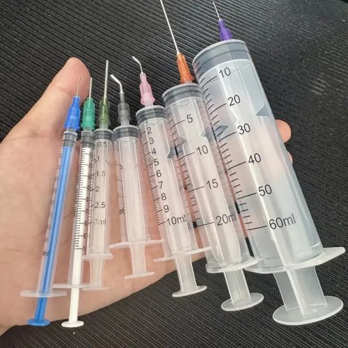 Set de 14 jeringas plásticas con agujas romas 1/3/5/10/20/60 ml para rellenar, medir y uso de laboratorio
