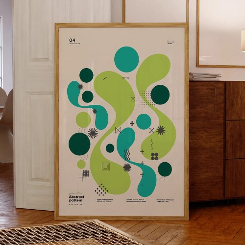 Quadro moderno stile Bauhaus, stampa su tela con cornice in alluminio per soggiorno
