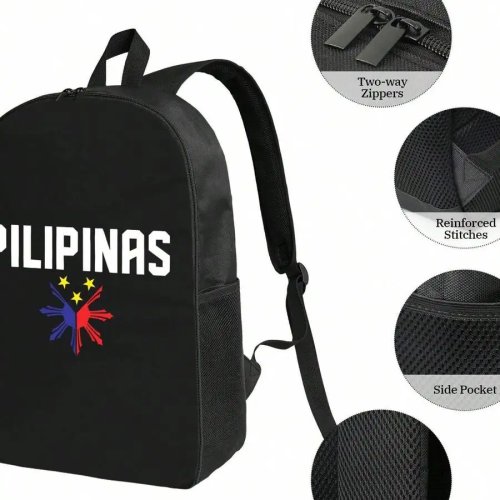 Rugzak met Filipijnen-vlag voor volwassenen, 17 inch laptopvak, multifunctioneel, grote inhoud