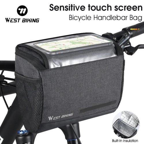 WEST BIKING 핸들바 전면 가방 4.5L 터치폰 수납 포켓 포함 — 보냉 사이클 가방 (MTB·로드용)