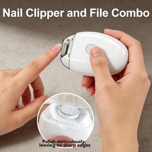 Máy cắt móng điện 2 trong 1 có đèn LED — Dũa/Trimmer móng tự động, cầm tay cho bé và người lớn, dụng cụ làm móng mini