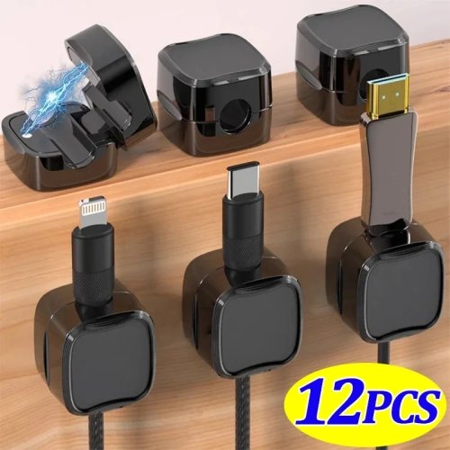 접착형 자석 케이블 클립 — USB 케이블 정리 홀더, 책상·가정용 케이블 오거나이저