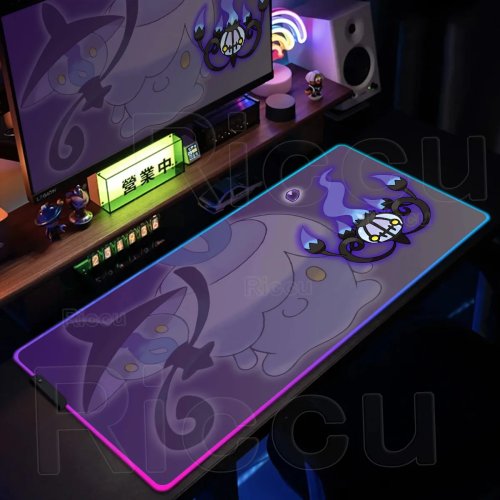XXL Gaming-Mauspad RGB mit Pokémon Chandelure – Großes LED-Schreibtischpad, rutschfest, für Tastatur & PC