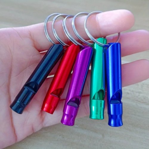 Pack 2 silbatos de colores surtidos con llavero — potentes y resistentes, para deportes al aire libre, camping, senderismo, caza y adiestramiento canino