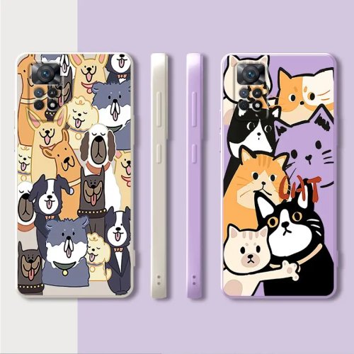 Funda para Xiaomi Redmi Note (14 Pro Plus/14 Pro/14/13/12/12S/11/11S/10 Lite/9/9S/8) con diseño cartoon de gatitos y perritos