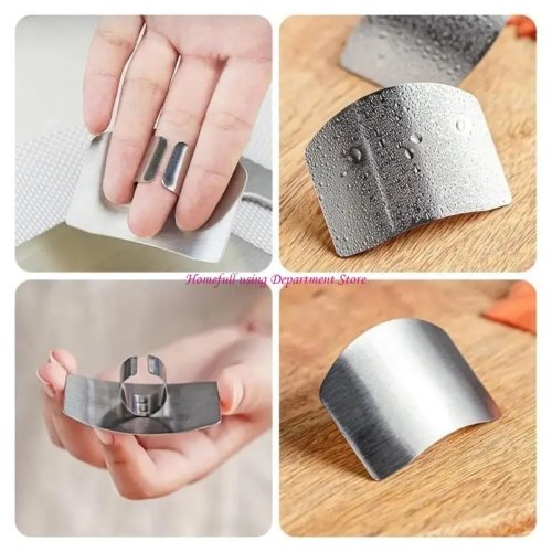 Protetor de dedos ergonómico em aço inoxidável para cozinha — proteção contra cortes portátil e ajustável