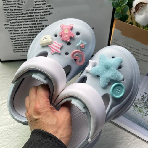 Charms per scarpe carini – stella 3D blu pelosa e fiore, accessori da inserire nei fori delle scarpe