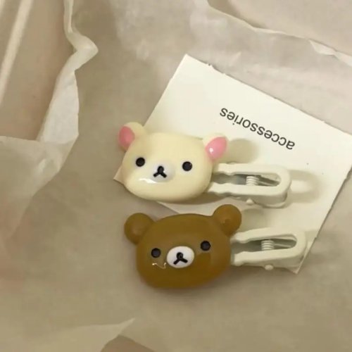 Barrette Rilakkuma mignonne (kawaii) — clip côté pour frange, accessoire cheveux pour fille/étudiante, cadeau d'anniversaire