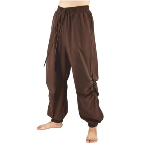 Men's pirate / Renaissance loose costume pants — vintage medieval Viking-style trousers, black / brown