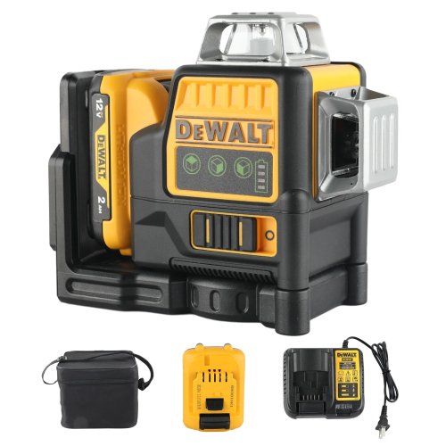 DEWALT DW089LG 12V Li‑ion 12‑Line Green Laser Level — 3‑sided 360° vertical & 360° horizontal, indoor/outdoor