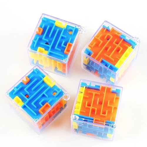 Міні 3D-куб-лабіринт прозорий, 6-сторонній з кулькою — головоломка (speed cube), іграшка-антистрес