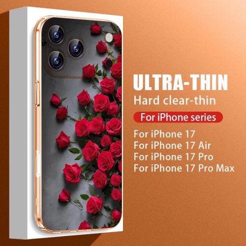 Carcasa rígida transparente con flores que brillan en la oscuridad para iPhone 17/17 Pro/16/15/14/13 Pro Max/11 — PC duro, resistente a impactos