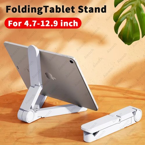 Soporte de sobremesa plegable y ajustable para tablets (4,7–12,9 pulgadas) y móviles — Compatible con iPad, Samsung, Xiaomi