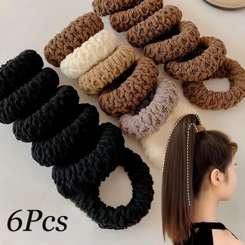 Set van 6 scrunchies voor dames en meisjes — zachte fluwelen haarelastiekjes, staartjes, haaraccessoires, leuk verjaardagscadeau