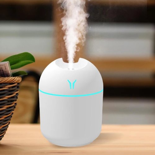 مرطّب هواء USB صغير 250 مل وناشر زيوت عطرية بالموجات فوق الصوتية، صامت، للمنزل والسيارة مع إضاءة LED ملونة