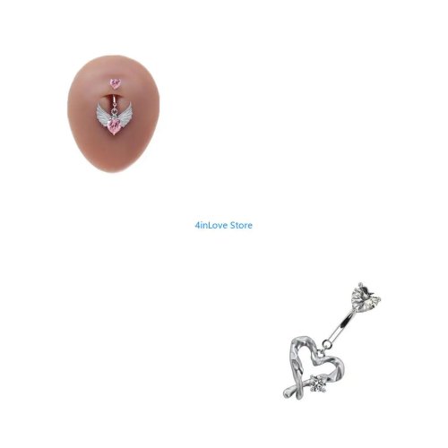Piercing per ombelico a cuore in acciaio inox — gioiello moda