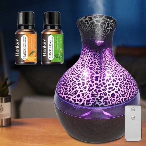 300 ml USB-Aromadiffusor & Luftbefeuchter – flüsterleiser Kaltnebel, Fernbedienung, 7 Farben LED, 2 Nebelstufen