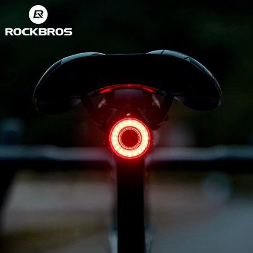 ROCKBROS Smart Rücklicht fürs Fahrrad, IPX6 wasserdicht, über USB‑C wiederaufladbar, für Nachtfahrten