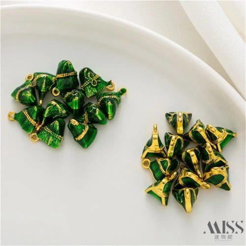 Matte gold zongzi charm pendant — mini zongzi charm for DIY bracelet & necklace, Dragon Boat Festival jewelry