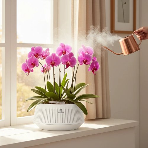 Maceta para orquídeas con diseño mariposa de doble capa (resina/plástico) — transpirable con control de raíces, para jardín y hogar