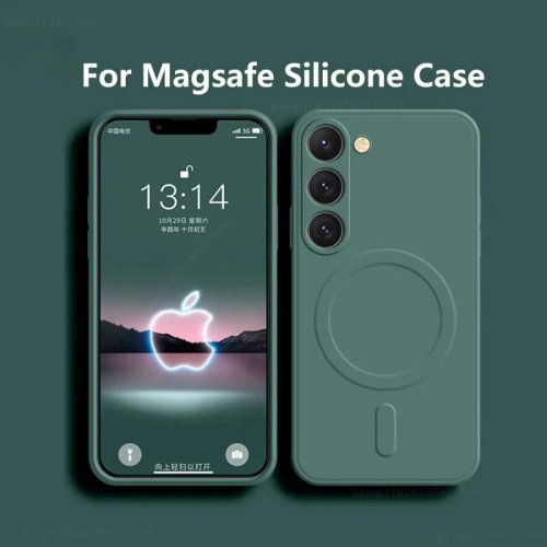 Funda magnética de silicona líquida suave compatible con carga inalámbrica para Samsung Galaxy S25/S26/S24/S23/S25 Ultra/Plus/FE