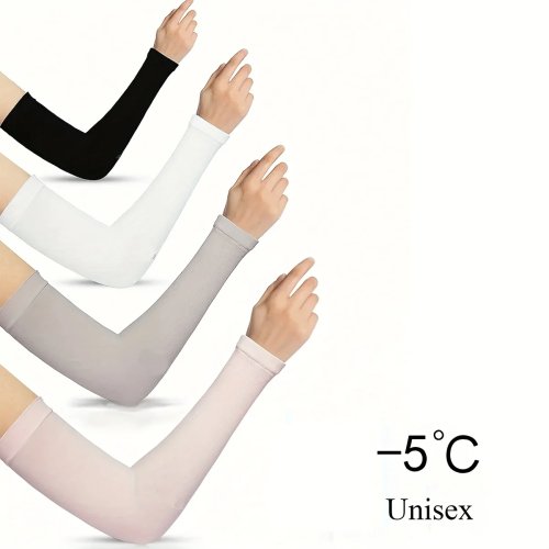 Manguitos solares para mujer, 1 par, tela fría tipo seda, transpirable y fresca, protección UV, negro/blanco/gris/multicolor, para ciclismo, actividades al aire libre y playa