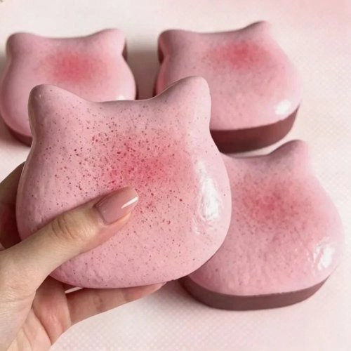 Squishy pan en forma de gato – PU, super slow rising, juguete antiestrés para niños y adultos
