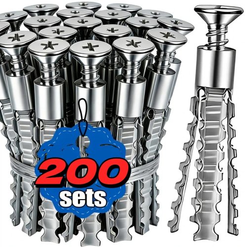 Kit de anclajes para muros huecos 6/8 mm — tornillos metálicos de expansión, autorroscantes y taquetes de manguito
