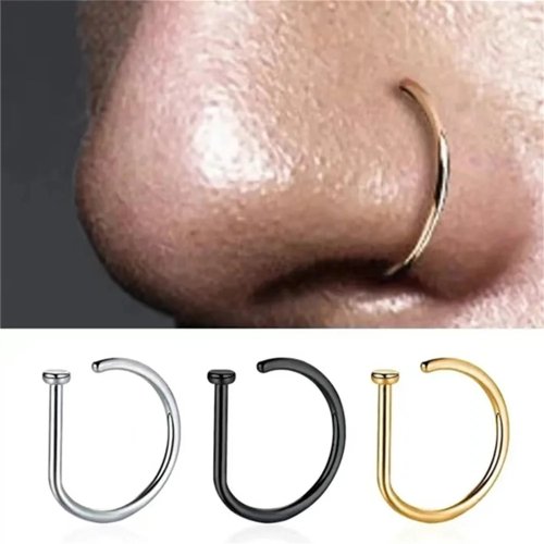 Unisex Nasenclip ohne Piercing aus Edelstahl – Fake-Septum-Ring, Punk-Style