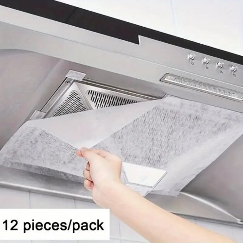Pack de 12 filtros para exaustor de cozinha - rede absorvente de gordura, resistente, fácil de instalar