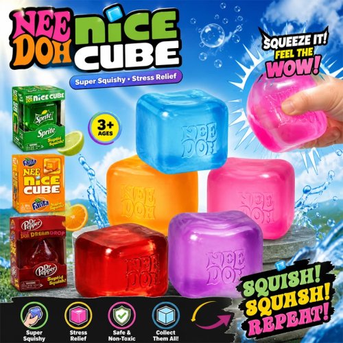 Needoh Nice Cube センサリー ストレス解消 フィジェットキューブ — 机用スクイーズトイ 不安軽減・集中サポート 大人・子供向け