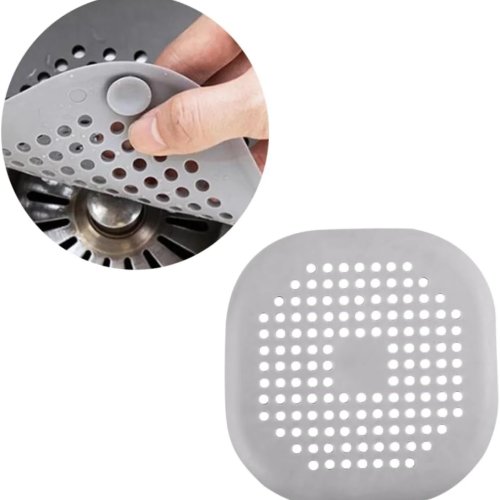 2-pack Silicone Sink Drain Hair Catcher — Reusable Kitchen & Bathroom Drain Strainer (Grey)