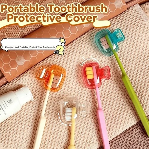 Plastic dustproof toothbrush head cover — portable protective cap for travel and home
