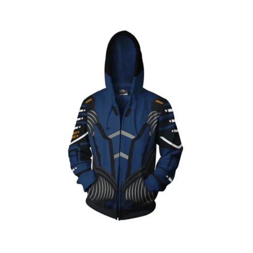 Felpa con cappuccio uomo con zip intera – Giacca felpa manica lunga per autunno, stampa "Game Effect", ideale per Halloween