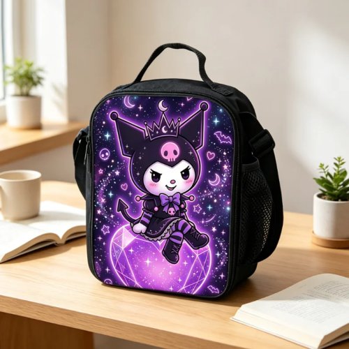 Lancheira térmica Kuromi Kawaii — Bolsa bento portátil para escola, trabalho e piquenique