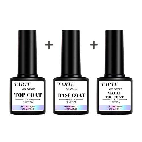 Set gel per unghie 8 ml (1/2/3 pz) con base, top coat diamantato e top opaco, soak-off per nail art