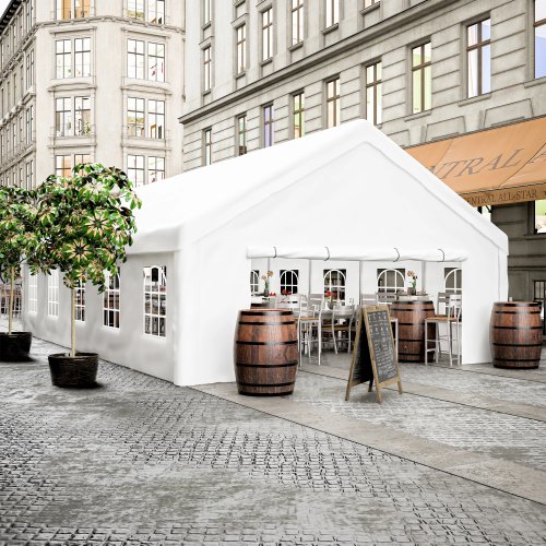 Partytent 9,9×5,6×3,6 m, gegalvaniseerd stalen frame met extra stabiliteit, waterdicht en windbestendig, voor bruiloften en evenementen, wit