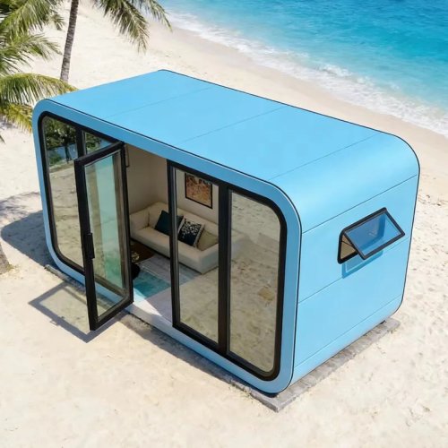 Casa contenedor plegable portátil de acero 2 recámaras personalizada — doble ala, equipada, armado rápido