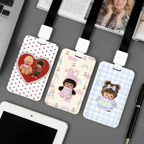 Porte-cartes Monchhichi mignon pour carte d'identité, carte bancaire et titre de transport