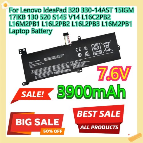 Batería para laptop Lenovo IdeaPad 320/330-14AST/15IGM/17IKB, 130, 520, S145, V14 — compatible con L16C2PB2 / L16M2PB1 / L16L2PB2 / L16L2PB3